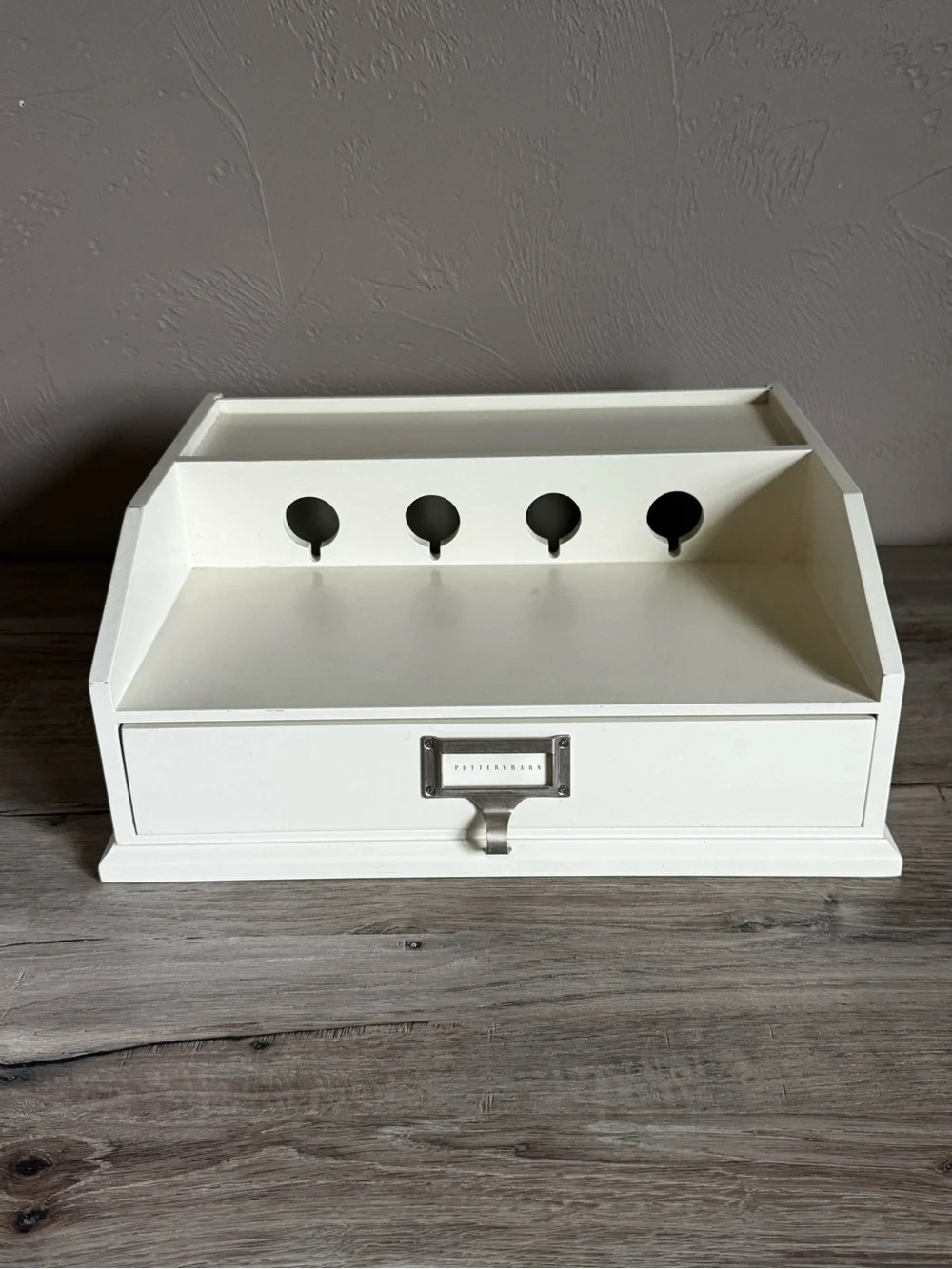 Pottery Barn Bedford Charging Station Desk Organizer White/Off White